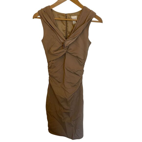 Reiss Tan Cocktail Dress Tan Tie Sz 0 - Picture 1 of 9